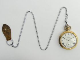 Smiths gold tone pocket watch and Albert Chain, 65 x 50mm