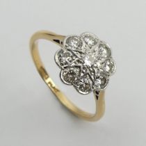 18ct gold platinum and diamond ring, 2.5 grams, 10mm, size N.