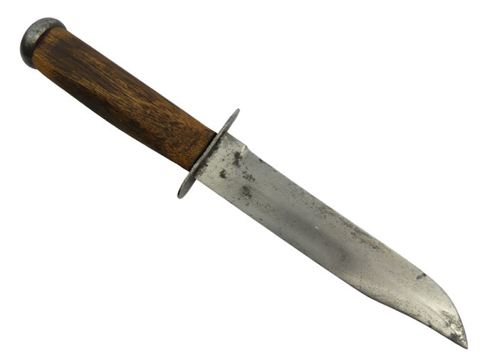 US World War II Marine KK2 fighting knife with scabbard, 33cm overall length. - Image 3 of 4