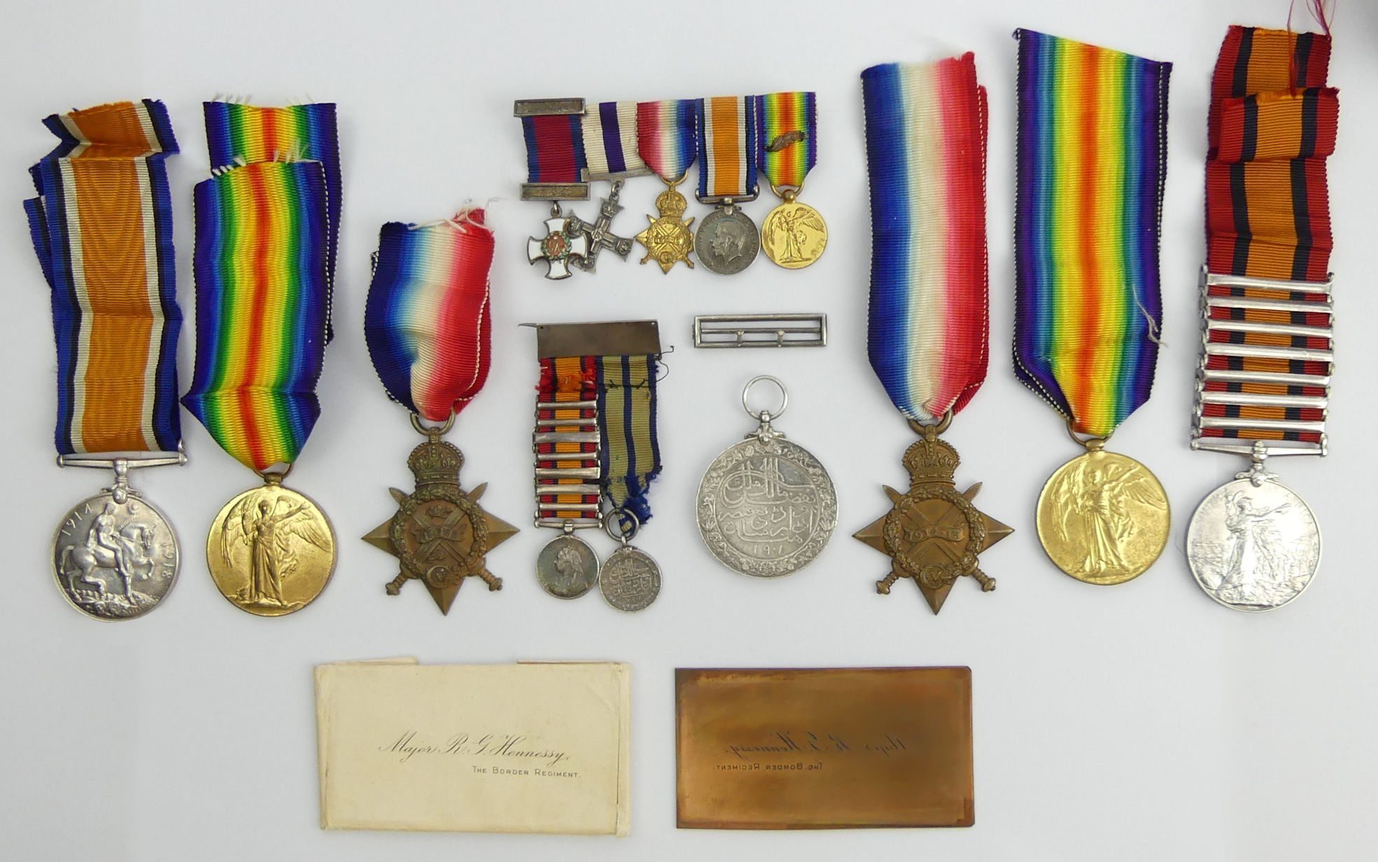 A family of medals starting with The South Africa Campaign to Major J. P. C. Hennessy I. S. C.