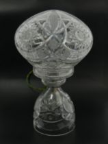 Bohemian cut crystal table lamp and shade, 34cm x 21cm.