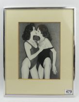 1980's John Swannell framed and glazed print 'Afternoon Champagne' Ltd Edition No 25/100, 33.5cm x