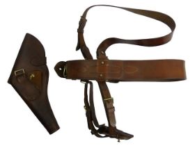 World War I British Army officers Sam Browne 32" belt and strap with sword holder along with an