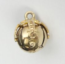 9ct gold and silver masonic ball pendant/charm/cross. 30mm x 12mm diameter.