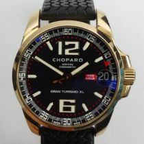 18ct gold Chopard Gran Turismo 1000 Mille Miglia GT XL Serial No 1321764 on a rubber strap with an