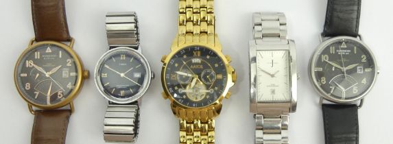 Five gents watches including Timex, Aatos, and Hammond. UK Postage £12.