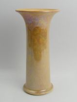 Ruskin orange lustre pottery vase dated 1925, 24.5cm.