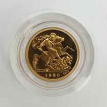 1980 Royal Mint gold half sovereign.