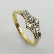 18ct gold platinum diamond ring, 2.6 grams, 6.2mm, size K1/2.