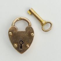 9ct rose gold padlock and key, 4.5 grams, 21.2 x 14.6mm.