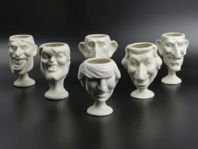 Six 1980's Luck & Flaw pottery, Spitting Image' Royal family caricature pots.