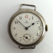 Silver 'Red 12' Omega wristwatch, 37mm inc. button.