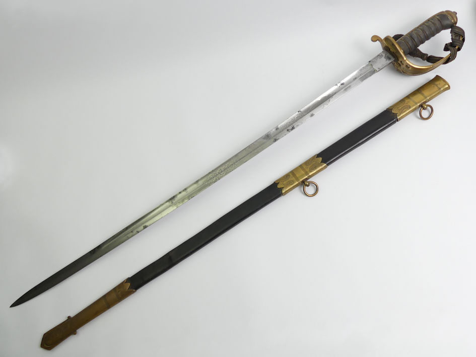 Royal Naval officers sword, the fullered blade marked London Made. Blade with crown over fouled - Image 19 of 19