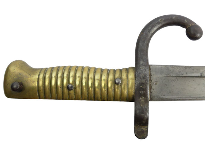 French Chassepot socket bayonet and scabbard bayonet 70cm long, total length 71cm. - Image 6 of 8