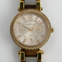 Michael Kors rose gold plated crystal bezel set watch, 36mm inc. crown. Condition Report: In good
