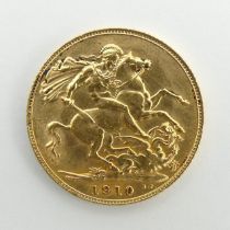 Edward VII 1910 full gold sovereign.