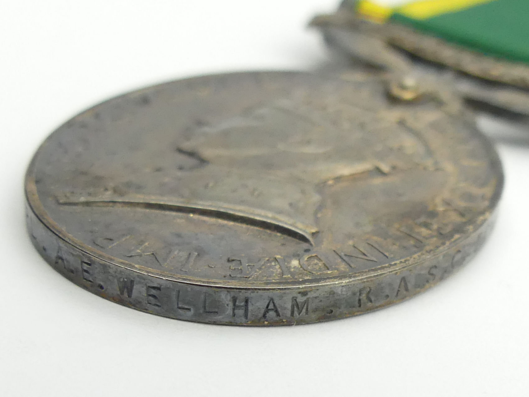 World War II medal group including Territorial for Efficient Service and a cloth badge, issued to - Image 3 of 5