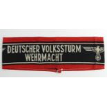 German Last Ditched "Deutscher Volkssturm Wehrmacht" armband from the Hanover region.