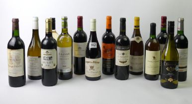 Fourteen bottles of red and white wine including St Million and Beaujolais Blanc. Collection only.