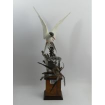 Albany China and bronze Arctic Tern mounted on a wooded socle, 55.5cm. Condition report: Small