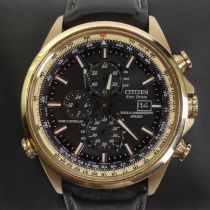 Citizen limited edition world chronograph A.T Eco-drive black dial gents watch complete with the