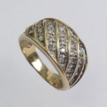 9ct gold diamond ring, 4.9 grams, 10.7mm, size N.