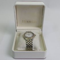 Michael Herbelin stainless stell bi-metal date adjust quartz watch, 38mm wide including the button