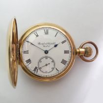 Rockford Watch co rolled gold full hunter 11 jewel movement pocket watch, circa 1907. 71 x 51 mm.