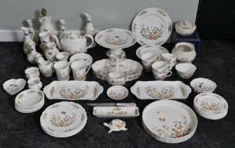 Two boxes of Aynsley china mostly the Cottage Garden design including a teaset.