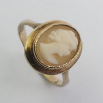 9ct gold cameo ring, 2.5 grams, 12.9mm, size N.