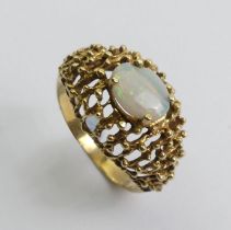 14ct gold opal ring, 3.9 grams, 13.3mm, size N1/2.