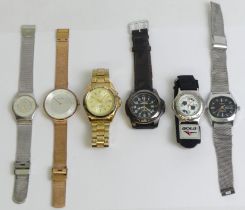 Six gents watches including a Seiko kinetic day date example.