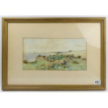 Framed and glazed watercolour of a coastal scene, signed Miller Smith, lower right, C.1900, 56cm x