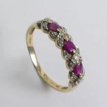 9ct gold ruby and diamond ring, 2.3 grams, 5.4mm, size V.