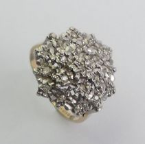 9ct gold diamond cluster ring, 3 grams, 14.45mm, size I 1/2.