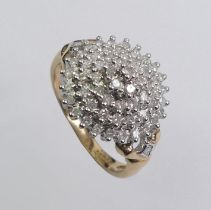 9ct gold diamond cluster ring, 3.8 grams, 14.7mm, size N.