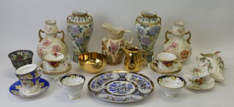 Various china to include a Worcester wall pocket, Noritake vases (25 cm) and Royal Albert.