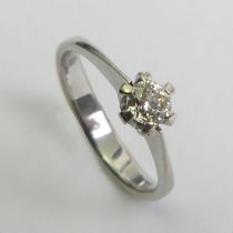 14ct white gold diamond .25ct solitaire ring, 2.7 grams, 5.7mm, size L1/2.