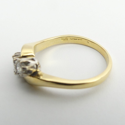 18ct gold diamond three stone ring, 3.7 grams, 7.6mm, size L. - Image 3 of 3