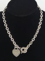 Tiffany & co sterling silver dog tag necklace, 64.9 grams, 41 cm long.