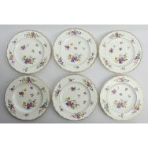 A set of six Minton hand painted floral porcelain cabinet plates, 25.5cm.