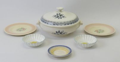 An Eric Ravillious for Wedgwood tureen, a pair of Shelley dishes, two Susie Cooper side plates and a