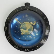 Westclox Art Deco Earth Moon and Strs desk clock paperweight. 75 mm in diameter. Condition report: