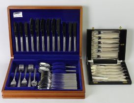 A cased Viners cutlery set together with a cased set of spoons.