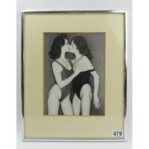 1980's John Swannell framed and glazed print 'Afternoon Champagne' Ltd Edition No 25/100, 33.5cm x