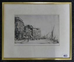 Francis Dodd RA Quay side framed and glazed etching signed lower right. 39 x 49 cm.