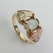 10ct three colour gold opal ring, 5.3 grams, 2.1mm, size K1/2.