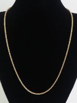 9ct gold rope twist chain necklace, 2 grams, 46cm, 2mm.