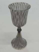 A large Venetian latticino art glass goblet vase. 26 cm high.