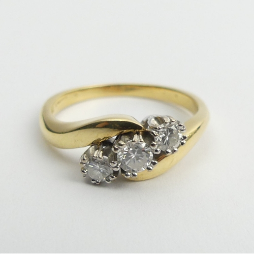 18ct gold diamond three stone ring, 3.7 grams, 7.6mm, size L. - Image 2 of 3